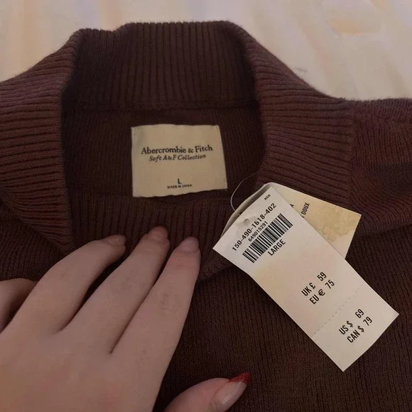 Abercrombie & Fitch Brown Ribbed Crewneck Sweater Unisex Size Large - Picture 3 of 5